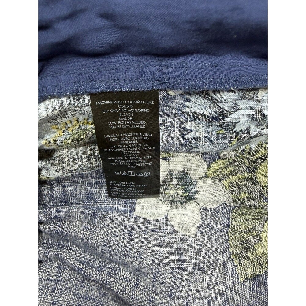 Anthropologie Jumpsuit Somerset Linen Blue Floral Retro Boho Preppy Medium NWT - Picture 13 of 14
